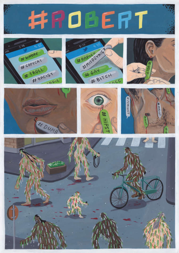 Социальная наркомания, сатирические иллюстрации, Брехт Ванденбрук, Brecht Vandenbroucke