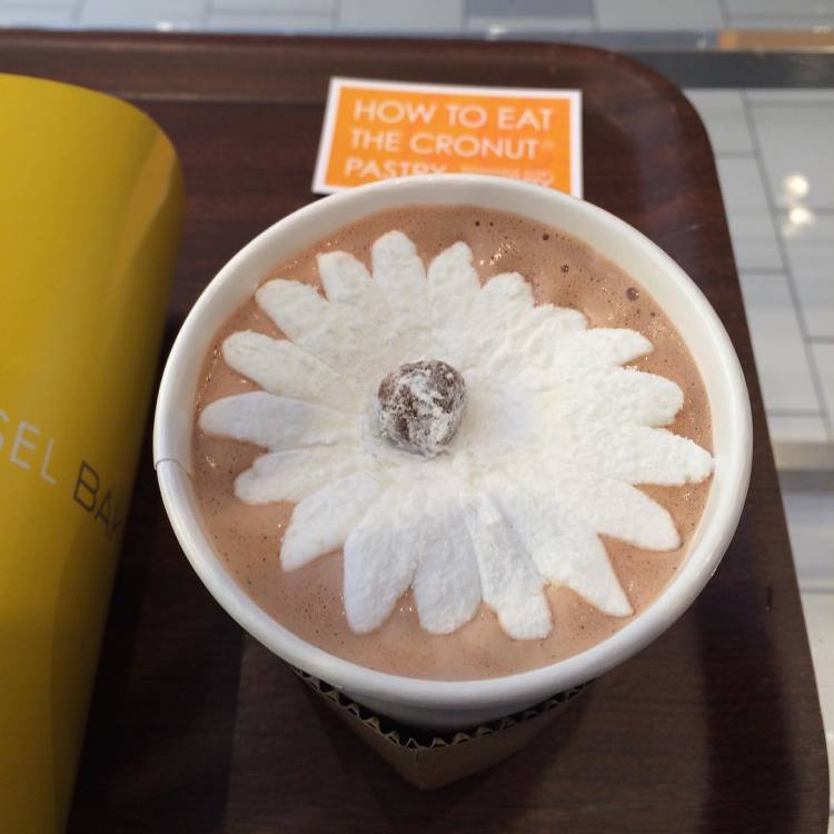 зефир раскрывается в кружке с какао, зефир в виде цветов, Доминик Ансель, Dominique Ansel