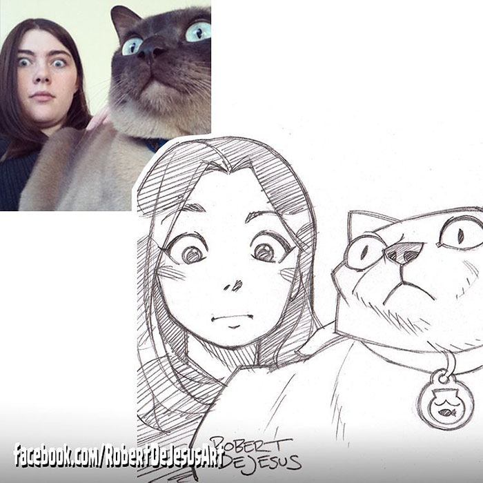 Роберт Де Джизес, Robert De Jesus, художник превращает фотографии незнакомцев в аниме