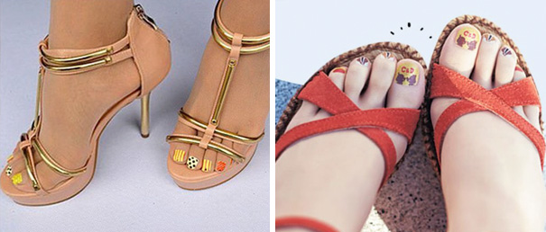 Японские колготки для ленивых, колготки с фейковым педикюром, колготки с накрашенными ногтями