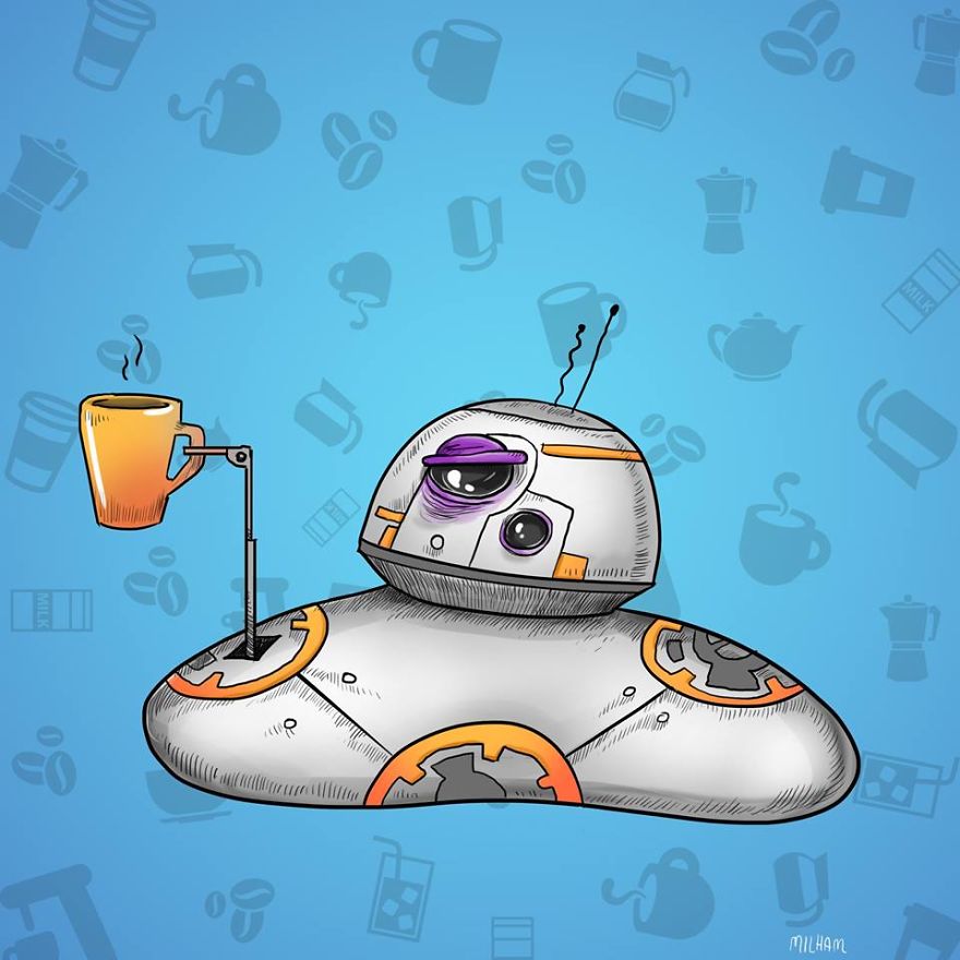 Художник показал, как выглядят мультяшные герои перед тем, как выпить свой утренний кофе как выглядят мультяшные герои перед тем как выпить кофе, герои мультфильмов перед тем как выпить кофе, Сэм Милэм, Sam Milham