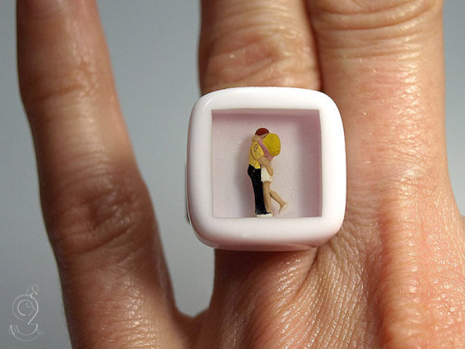 Миниатюрные сцены внутри украшений, жизнь внутри кольца, Изабель Киефхабер, Isabell Kiefhaber