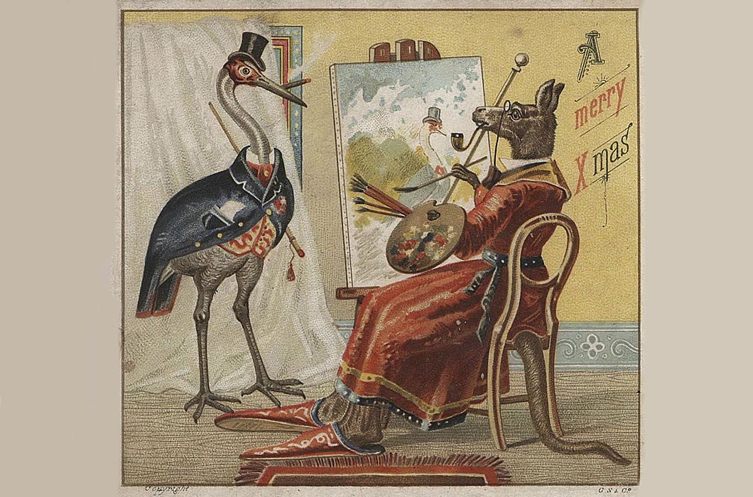 странные открытки, открытки новогодние