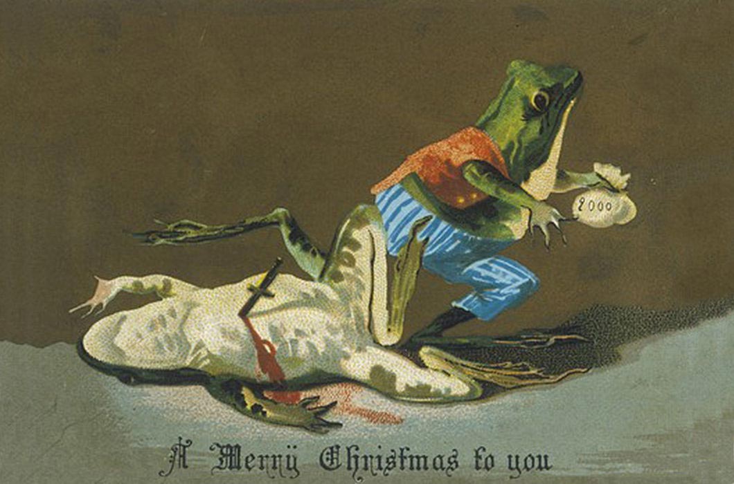 странные открытки, открытки новогодние