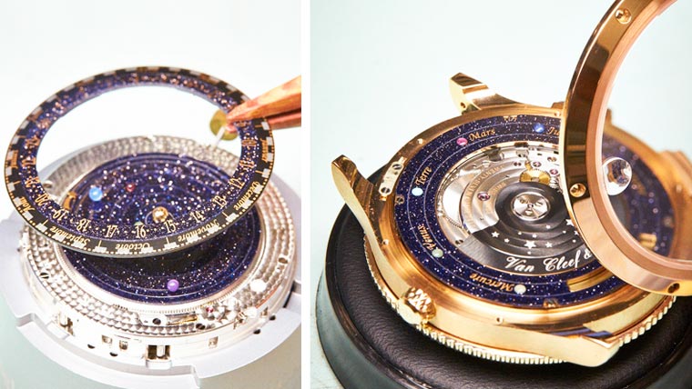 Планетарий на руке, часы показывающие движение планет, часы с планетами