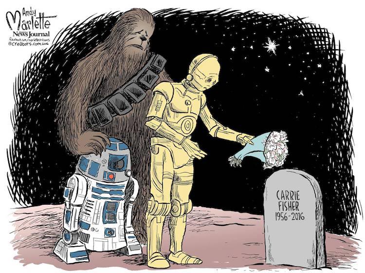 Художники почтили память Кэрри Фишер , Кэрри Фишер умерла, отчего умерла Кэрри Фишер