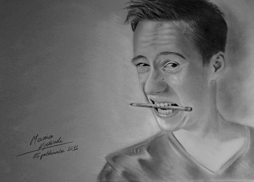 Парень родился без рук, но это не помешало ему создавать потрясающе реалистичные картины художник без рук, Мариуш Кеджерски, Mariusz Kedzierski