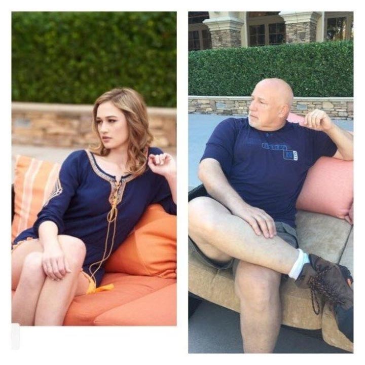 Этот папа спародировал модельную фотосессию дочери, как только узнал, что они живут в одном отеле спародировал модельную фотосессию дочери, папа воссоздал фотосессию дочери