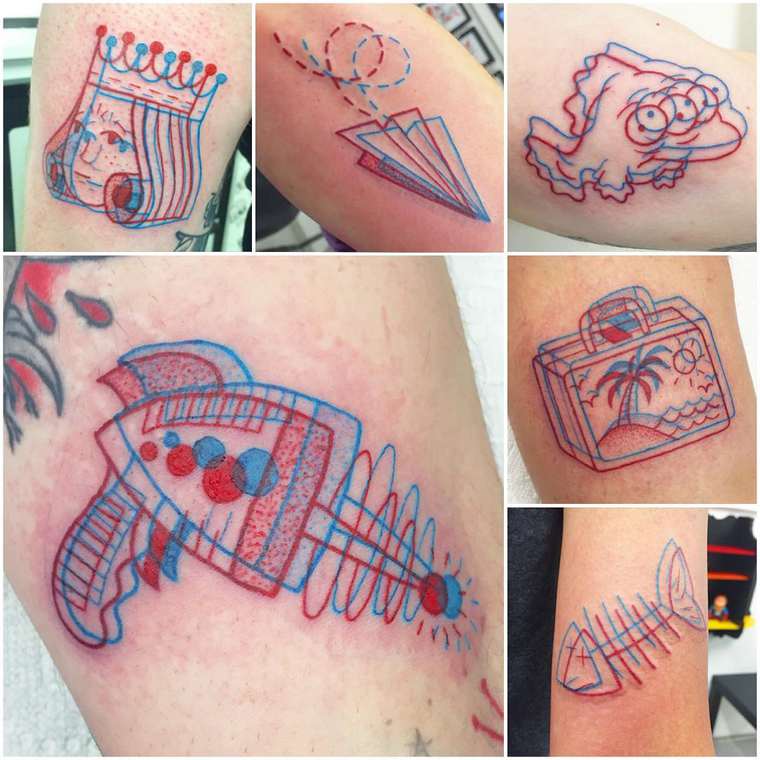 3D татуировки, татуировки 3D эффект, татуировки анаглиф