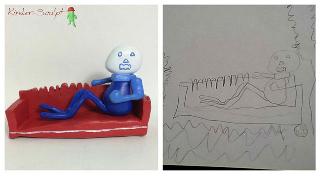 детские каракули в реальные статуэтки, детские рисунки в фигурки