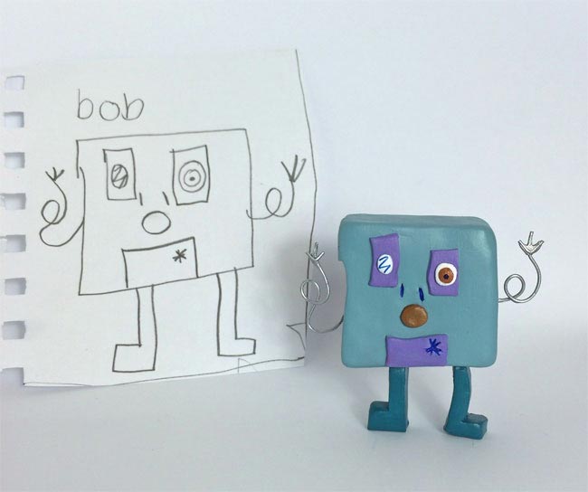 детские каракули в реальные статуэтки, детские рисунки в фигурки