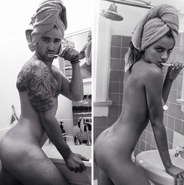 парни пародируют фотографии девушек, пародии на женские фотографии