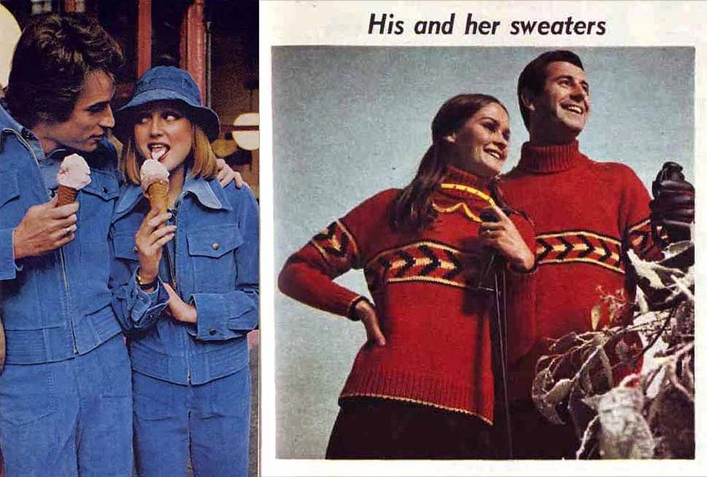 Нелепые наряды из каталогов одежды, Нелепые наряды 60-80-х годов, Нелепые наряды предлагалось носить парами