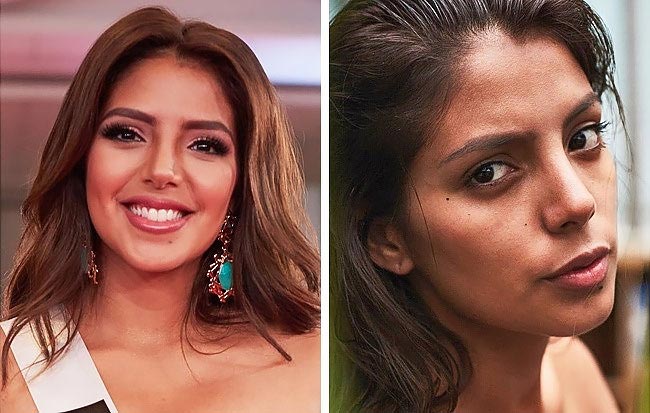 Конкурсантки конкурса Мисс Вселенная с макияжем и без, девушки Мисс Вселенная с макияжем и без