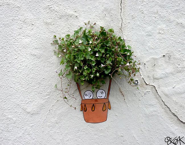 стрит-арт взаимодействует с окружающей средой, уличное искусство взаимодействует с окружением