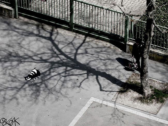 стрит-арт взаимодействует с окружающей средой, уличное искусство взаимодействует с окружением