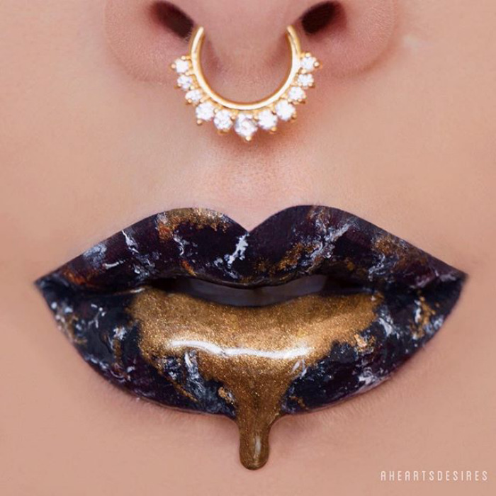 Мраморные губы — новый странный тренд в мире макияжа Мраморные губы, marble lip