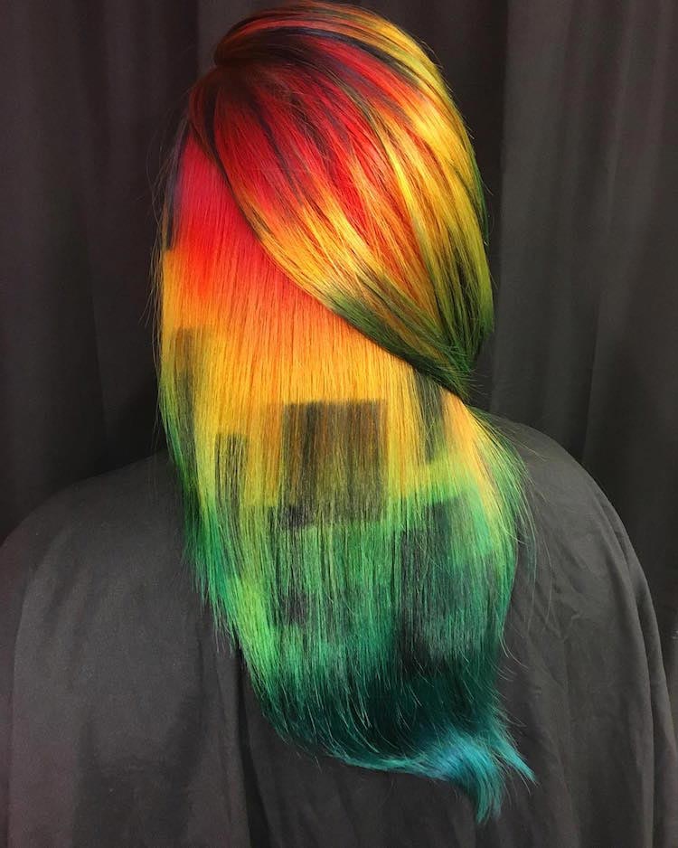 Урсула Гофф, Ursula Goff, произведения искусства на волосах, картины на волосах