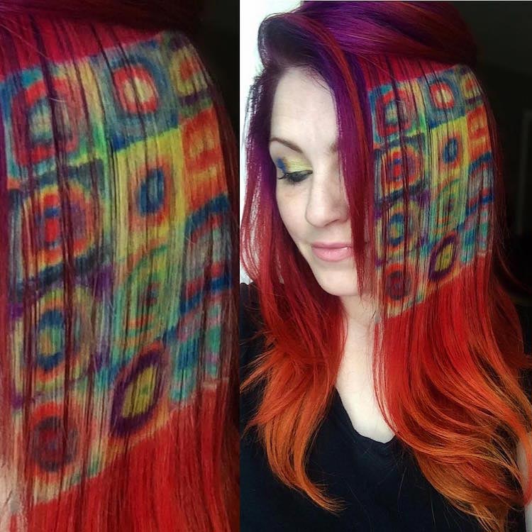 Урсула Гофф, Ursula Goff, произведения искусства на волосах, картины на волосах