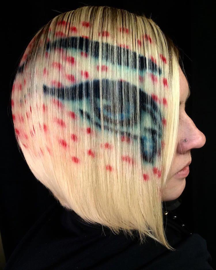 Урсула Гофф, Ursula Goff, произведения искусства на волосах, картины на волосах