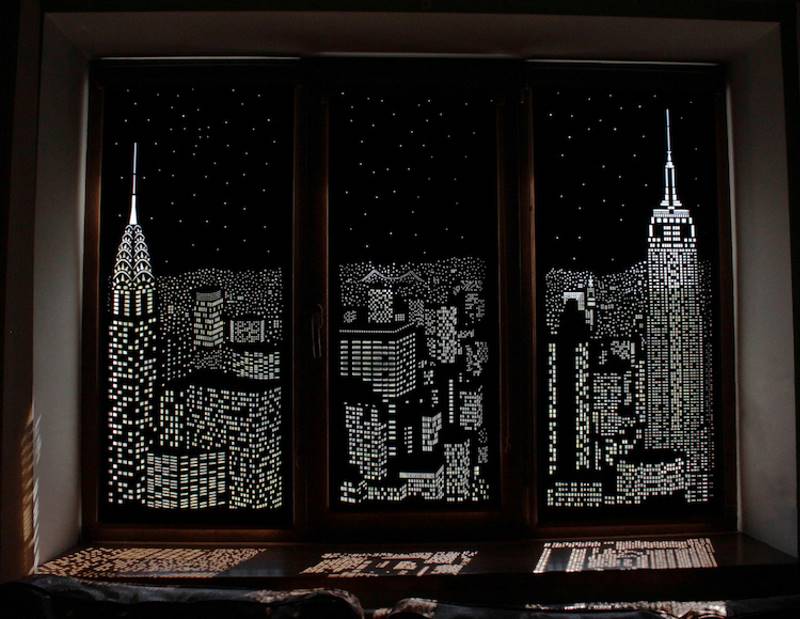 Уникальные шторы, позволяющие насаждаться видом сверкающего ночного мегаполиса даже днём шторы с ночным городом, шторы со сверкающим ночным мегаполисом