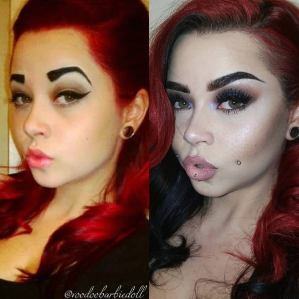 девушки до и после макияжа, девушки улучившие свой макияж