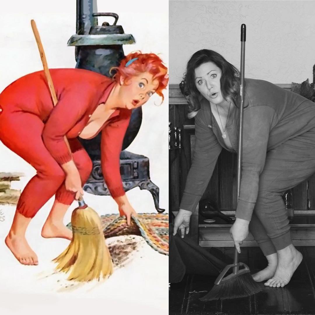 Банни Люсиль, Bunny Lucille, пинап модель размера плюс, воссоздала пинап Хильда, воссоздала пинап иллюстрации