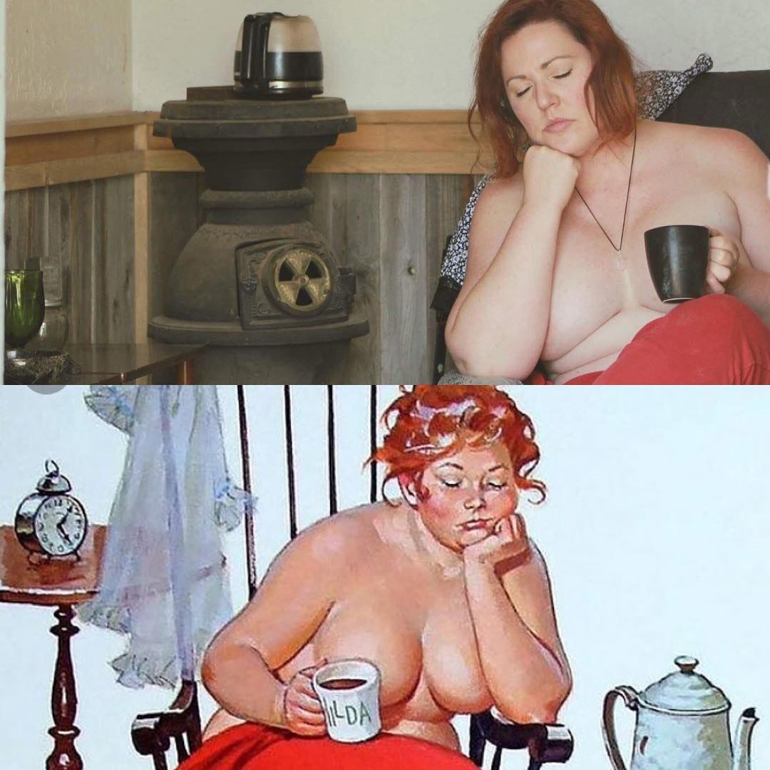 Банни Люсиль, Bunny Lucille, пинап модель размера плюс, воссоздала пинап Хильда, воссоздала пинап иллюстрации