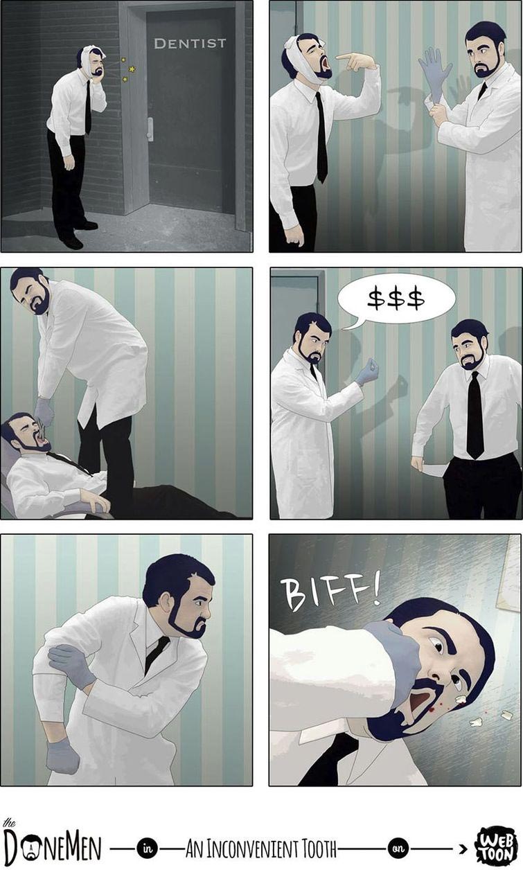 смешные комиксы, комиксы с неожиданным концом, комиксы без слов, Дэвид Данмен, David Daneman