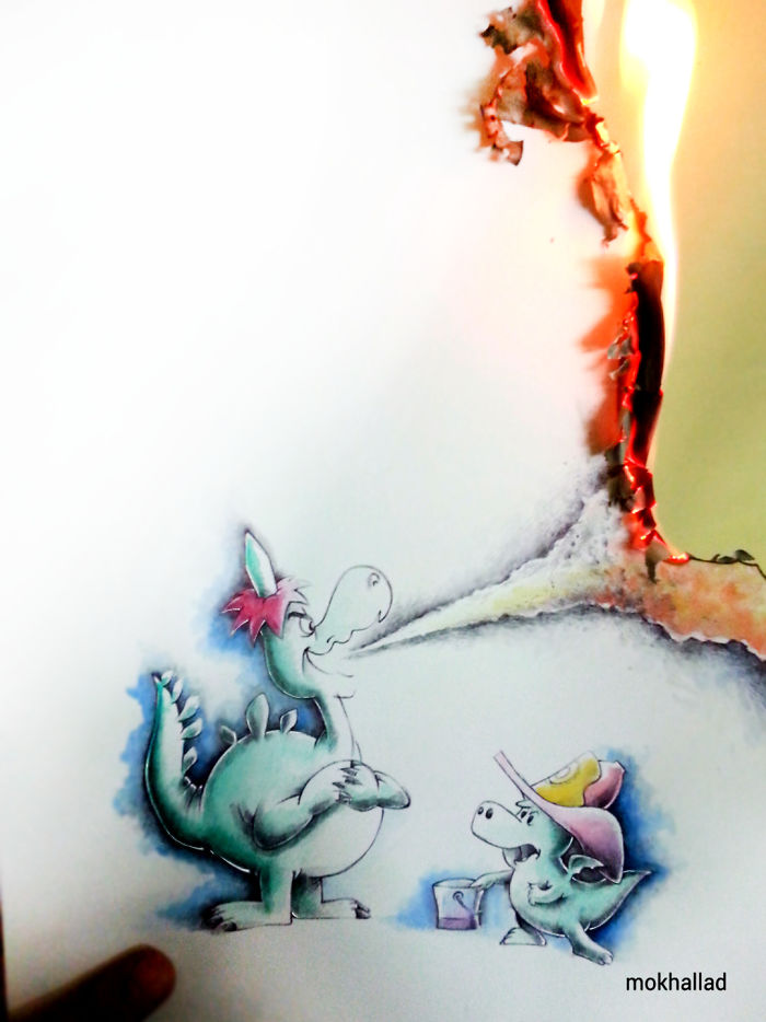 Художник комбинирует рисунки с реальной жизнью, буквально оживляя их Художник комбинирует рисунки с реальной жизнью, Мохаллад Хабиб