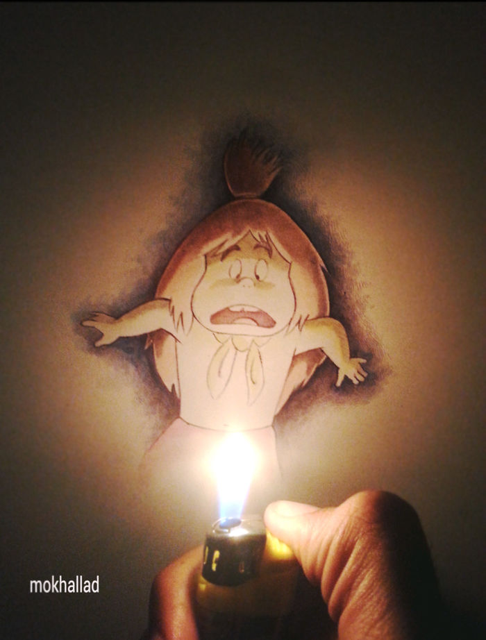 Художник комбинирует рисунки с реальной жизнью, буквально оживляя их Художник комбинирует рисунки с реальной жизнью, Мохаллад Хабиб