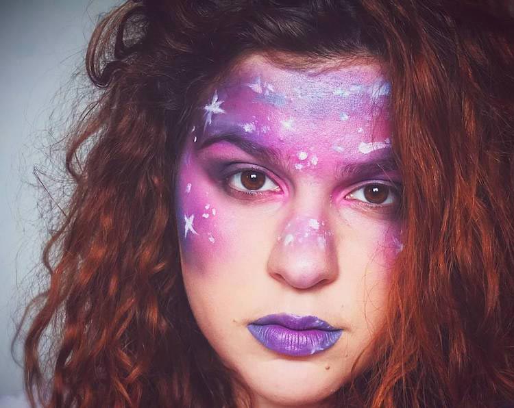 Галактический макияж, галактические веснушки, макияж космос, макияж вселенная