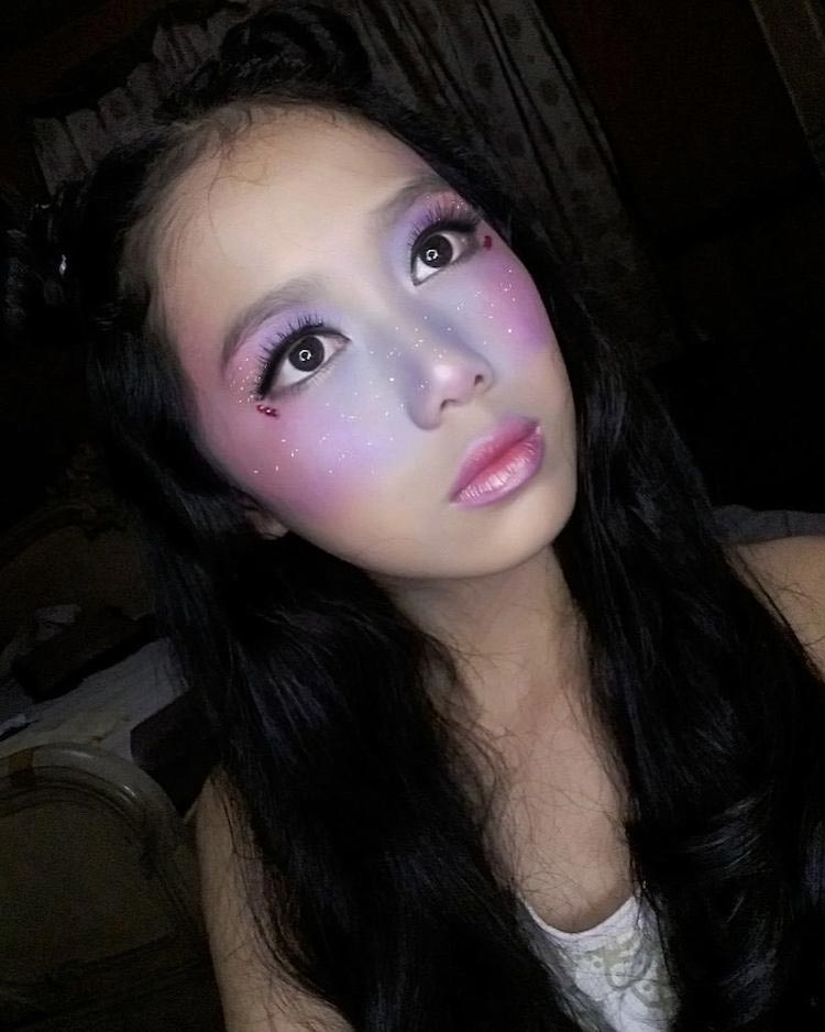 Галактический макияж, галактические веснушки, макияж космос, макияж вселенная