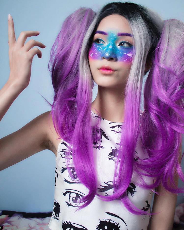 Галактический макияж, галактические веснушки, макияж космос, макияж вселенная