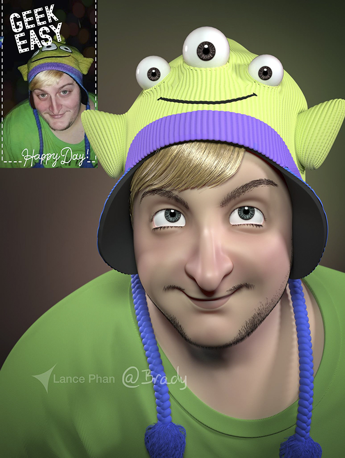 Художник превращает незнакомцев в портреты в стиле Pixar, Лэнс Фан