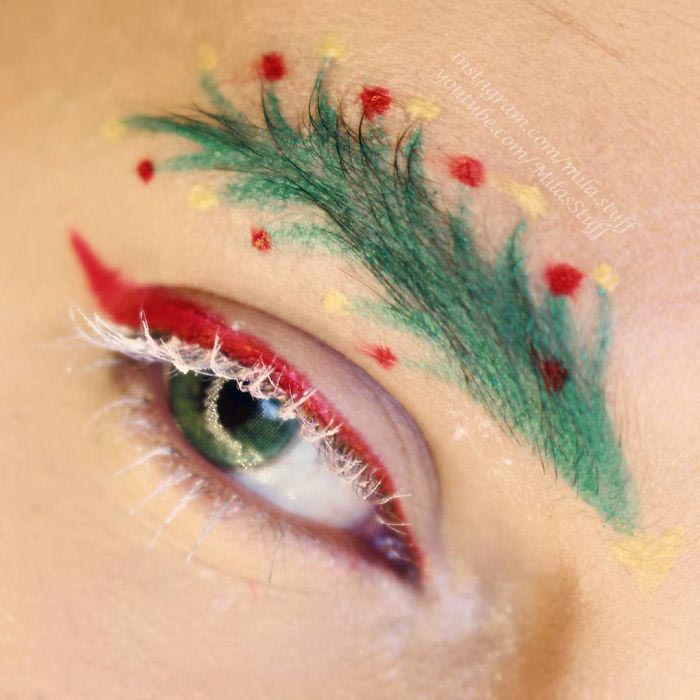 Брови в виде рождественской ёлки, #ChristmasTreeEyebrows