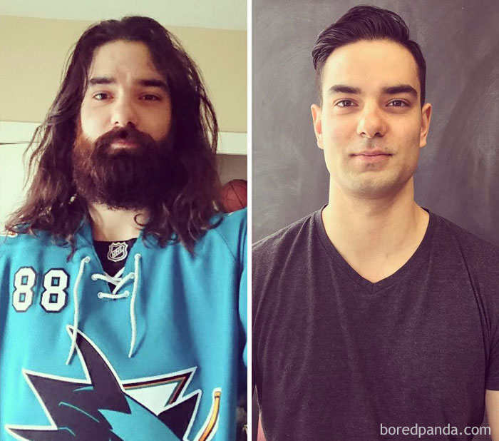 мужчины сбрили бороды, мужчины до и после сбривания бороды