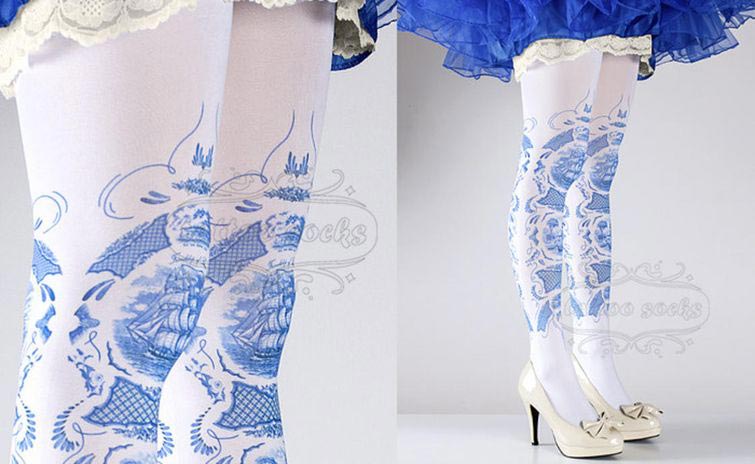 тату колготки, колготки с татуировками, колготки с эффектом татуировки