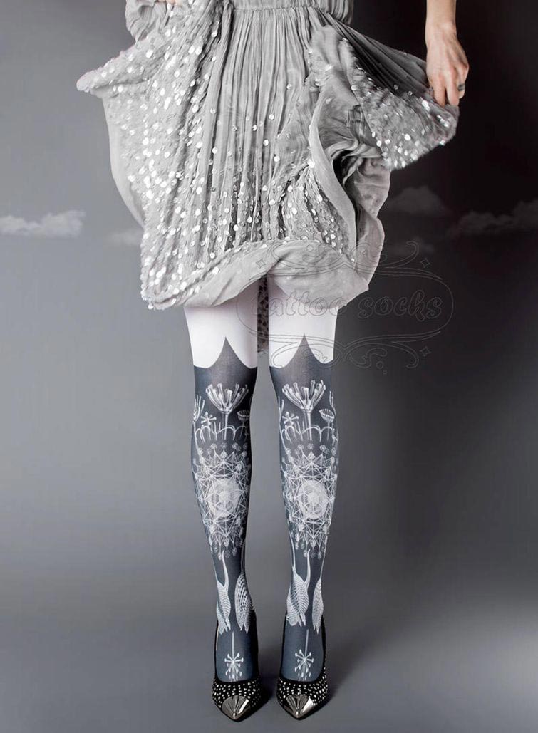 тату колготки, колготки с татуировками, колготки с эффектом татуировки