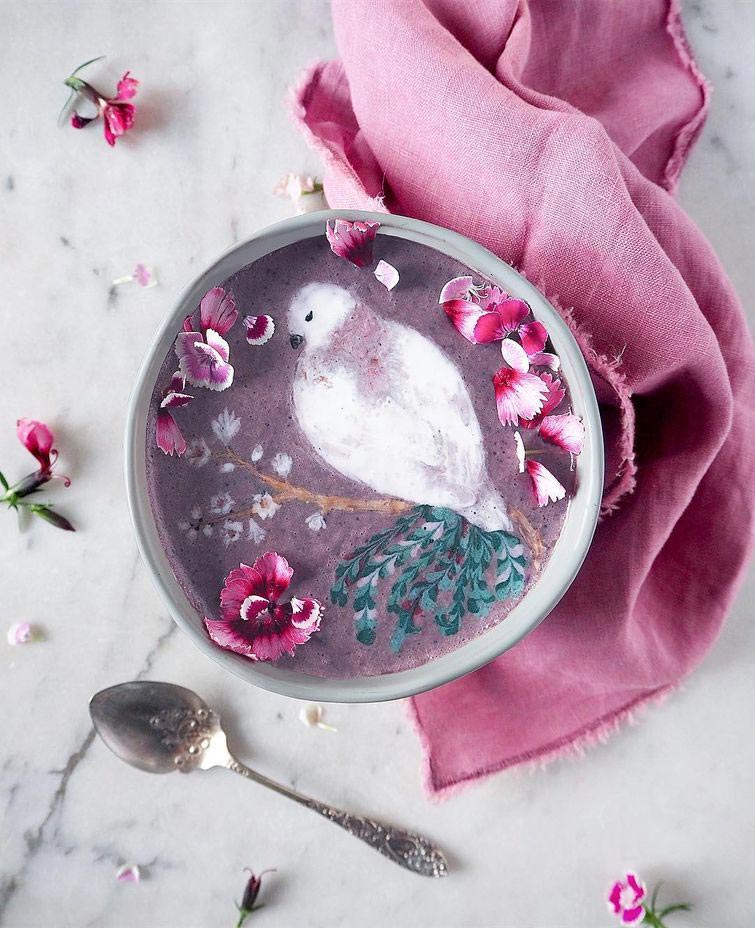 рисунки на смузи, Хейзел Закария, дисовать на смузи, дизайн смузи