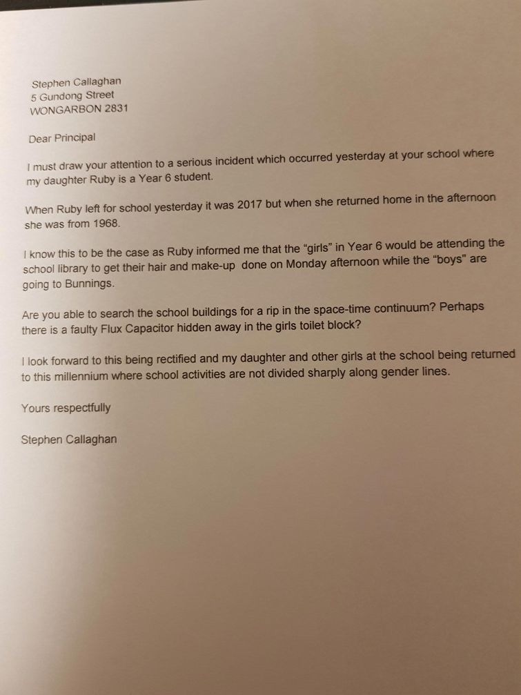 папа написал письмо в школу, сексисзм, сексизм в школе,  разделение по половому признаку