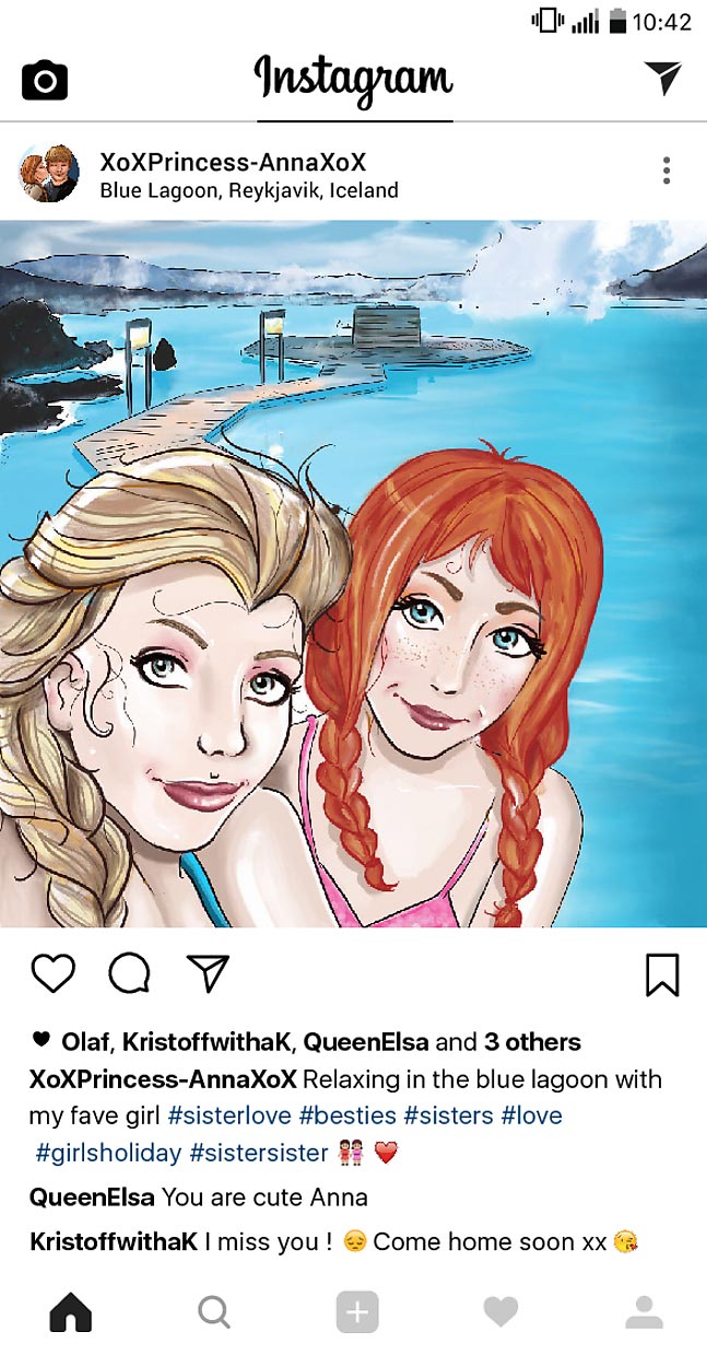 диснеевские принцессы в отпуске, диснеевские принцессы в Instagram