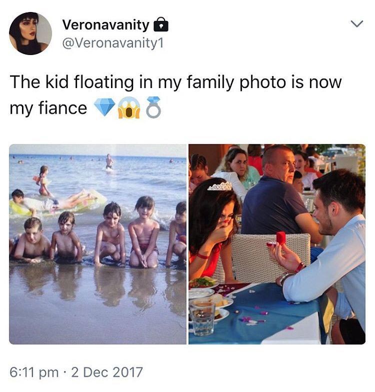 пара на старом детском фото, пара нашла друг друга на детском фото, молодожены встретились в детстве, история любви