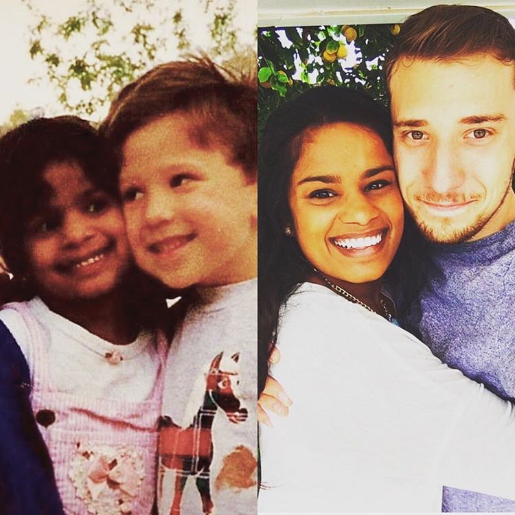 пара на старом детском фото, пара нашла друг друга на детском фото, молодожены встретились в детстве, история любви