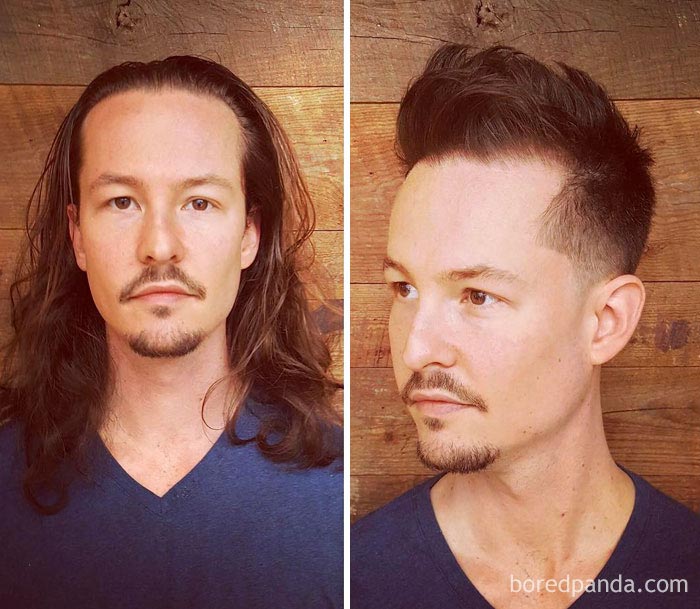 парни преобразились после стрижки, мужчины до и после стрижки