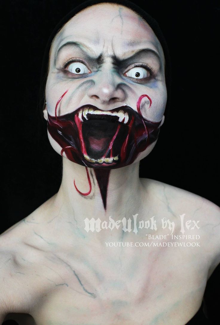 жуткий макияж, страшный макияж, пугающий макияж