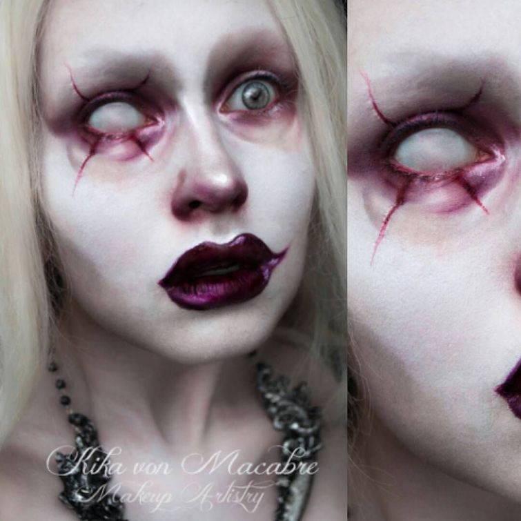 жуткий макияж, страшный макияж, пугающий макияж