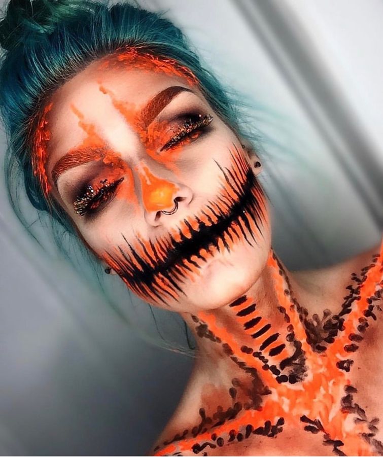 жуткий макияж, страшный макияж, пугающий макияж