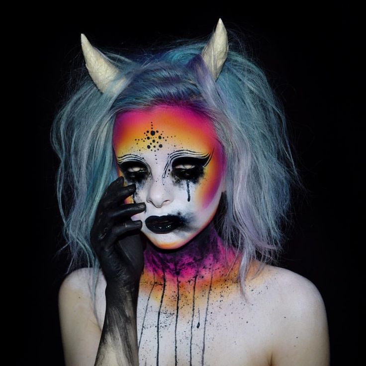 жуткий макияж, страшный макияж, пугающий макияж