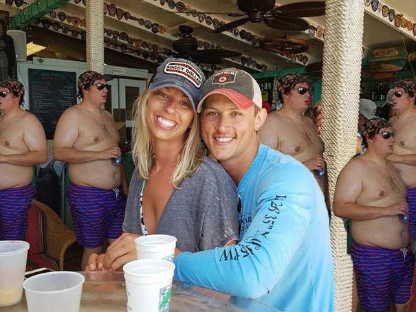 пара попросила убрать пузатого мужика с фото, пузатый мужик фотожабы